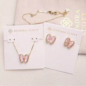Kendra Scott Pink Butterfly Necklace and Earrings Set